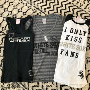 VS PINK bundle of 3 White Sox tees and tank